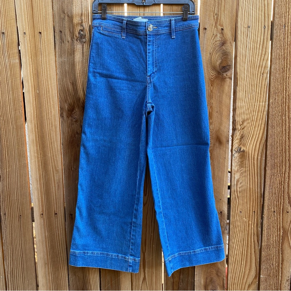 H&M Denim high rise ankle length flare wide leg Jeans